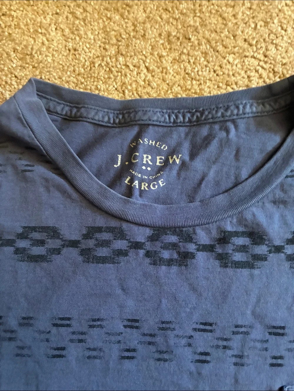 J.Crew Men's Washed Cotton Aztec/Southwestern Geometric Pattern Pocket T-Shirt L